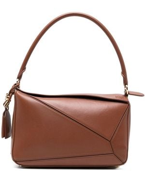 Loewe Puzzle Featherlight Medium Leather Handbag - Brown