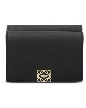 Loewe Anagram Leather Trifold Wallet - Black