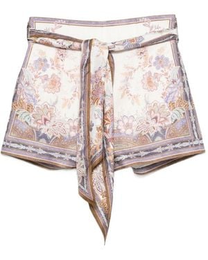 Zimmermann Luna Linen Shorts - Red