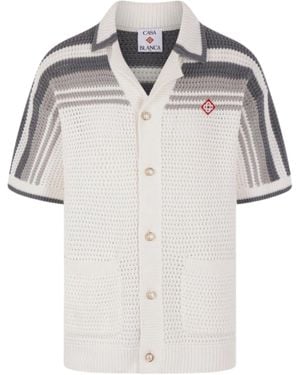 CASABLANCA Crochet Bowling Shirt - White
