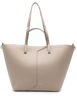 Emporio Armani Medium Leather Tote Bag - Natural