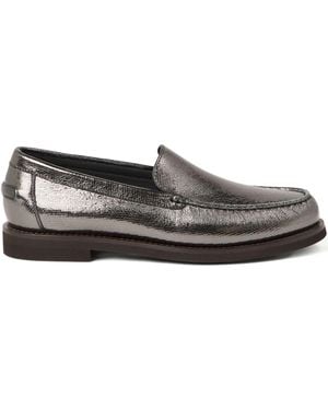 Brunello Cucinelli Leather Loafers - Grey