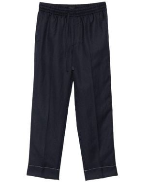 Brioni Asolo Linen And Wool Trousers - Blue