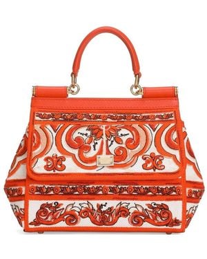Dolce & Gabbana Petit Sac À Main Sicily À Broderie Majolica - Red