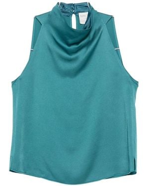 forte_forte Satin Turtle-Neck Top - Blue