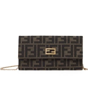 Fendi Ff Jacquard Wallet On Chain - Natural