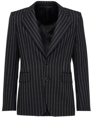 McQueen Giacca Monopetto Gessata - Nero
