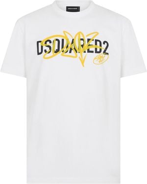 DSquared² Relaxed-Fit Graphic Logo Cotton T-Shirt - White