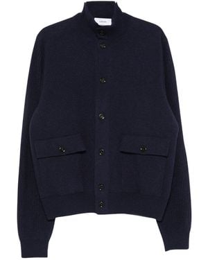Lardini Ribbed-Knit Panelled Jacket - Blue