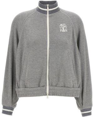 Brunello Cucinelli Logo Zipped Sweatshirt - Grey
