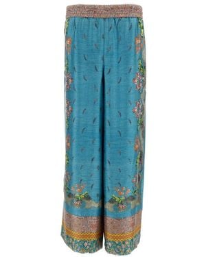 Pierre Louis Mascia Printed Silk Trousers - Blue