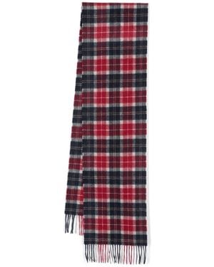 Barbour Tartan-Check Wool Scarf - White
