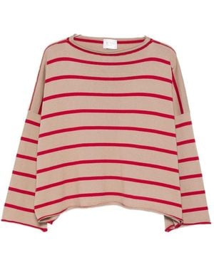 Be You Cashmere And Cotton Striped Sweater - Red