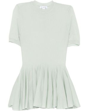 Alaïa Wool Peplum Top - White