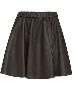Brunello Cucinelli Leather Mini Skirt - Black
