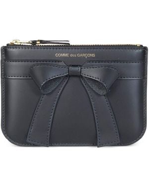 Comme des Garçons Leather Credit Card Case - Grey