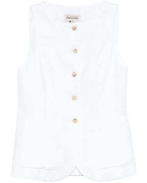 Semicouture Glenna Linen Vest - White