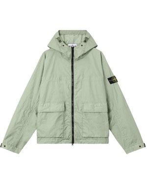 Stone Island Logo Nylon Bomber Jacket - Green