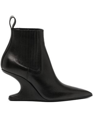 Rick Owens Leather Ankle Boots - Black