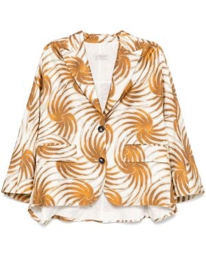 Alberto Biani Printed Silk Caban Jacket - Natural
