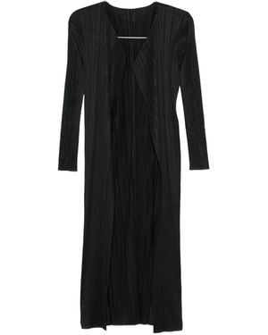 Pleats Please Issey Miyake Pleated Long Cardigan - Black