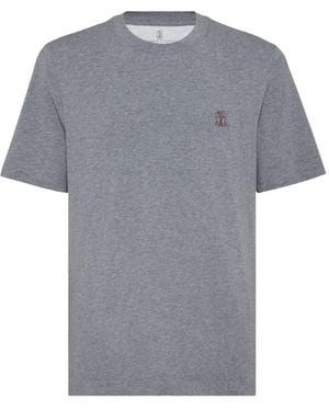 Brunello Cucinelli Logo Cotton T-Shirt - Grey