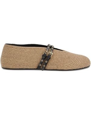 Alaïa Rafia Ballet Flats - Brown