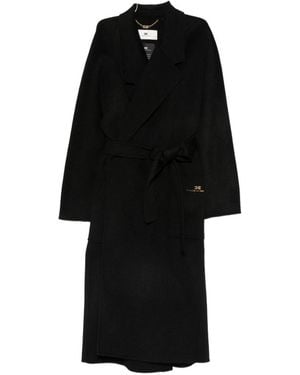 Elisabetta Franchi Wool Long Coat - Black