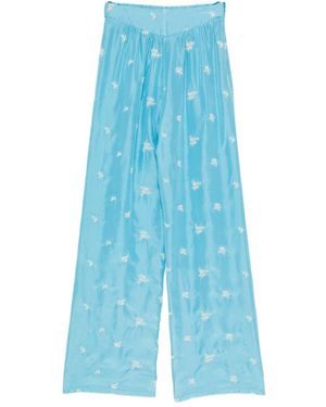 forte_forte Embroidered Silk Trousers - Blue