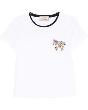 ALESSANDRO ENRIQUEZ Embroidered Cotton T-Shirt - White