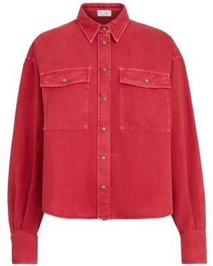 Brunello Cucinelli Cotton And Linen Blend Shirt - Red