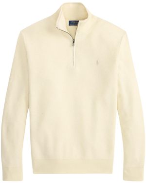 Polo Ralph Lauren Mesh-Knit Quarter-Zip Jumper - Natural