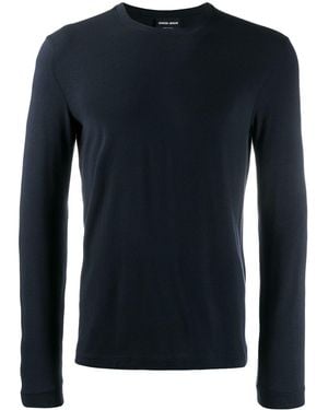 Giorgio Armani Cotton T-Shirt With Logo - Blue