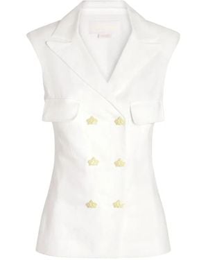Genny Double-Breasted Linen Waistcoat - White