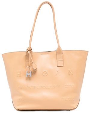 Hogan Small Leather Tote Bag - Natural