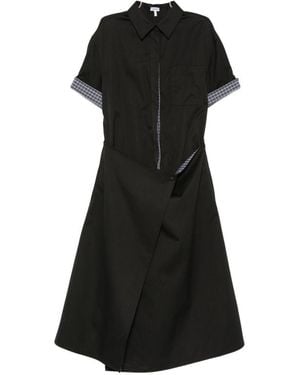 Loewe Cotton And Silk Long Dress - Black