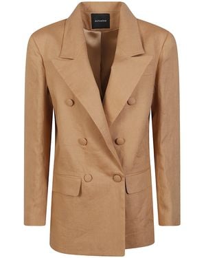 ACTUALEE Double-Breasted Blazer - Natural