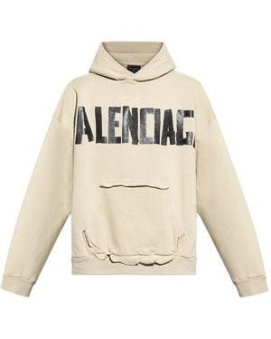 Balenciaga Hoodie With Logo - Natural