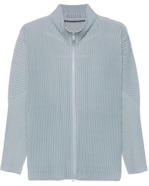 Homme Plissé Issey Miyake Pleated Zipped Shrit - Blue