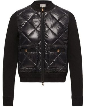 Moncler Wool And Nylon Padded Cardigan - Black