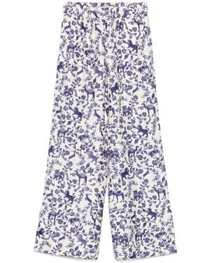 Alberto Biani Printed Silk Trousers - White