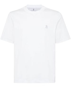 Brunello Cucinelli Logo Cotton T-Shirt - White