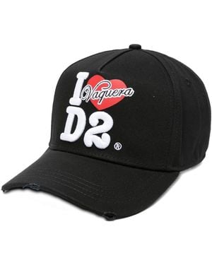 DSquared² Distressed Logo-Detail Baseball Cap - Black