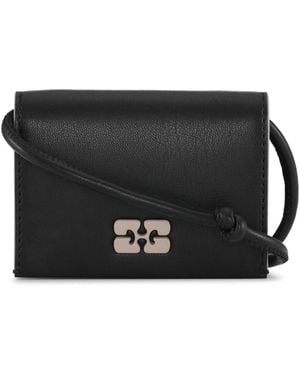 Ganni Portafoglio Bou Con Placca Logo - Nero
