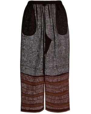 Tory Burch Linen Striped Beach Trousers - Brown