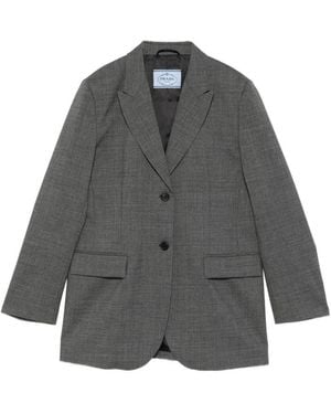Prada Wool Single-Breasted Jacket - Grey