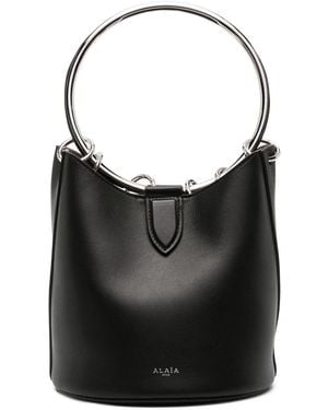 Alaïa Ring Medium Leather Bucket Bag - Black
