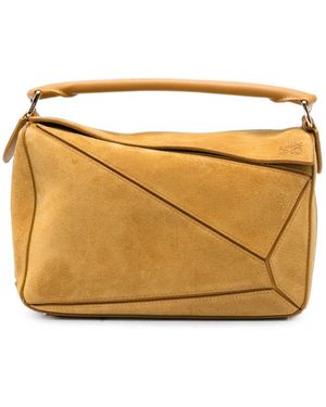 Loewe Puzzle Featherlight Small Leather Handbag - Natural
