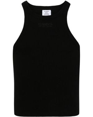 Vetements Logo Cotton Tank Top - Black