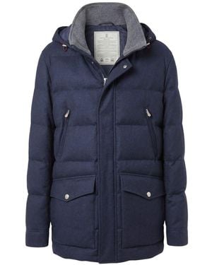 Brunello Cucinelli Wool Hooded Jacket - Blue